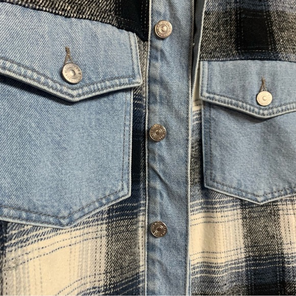 Mavi Nellie Denim Jacket Denim Jacket | Grey Plaid NWOT A3 - Picture 8 of 12